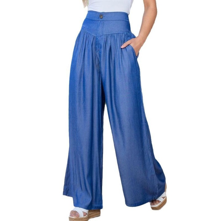 Wide linen pants for women with high waist and practical pockets Lune London