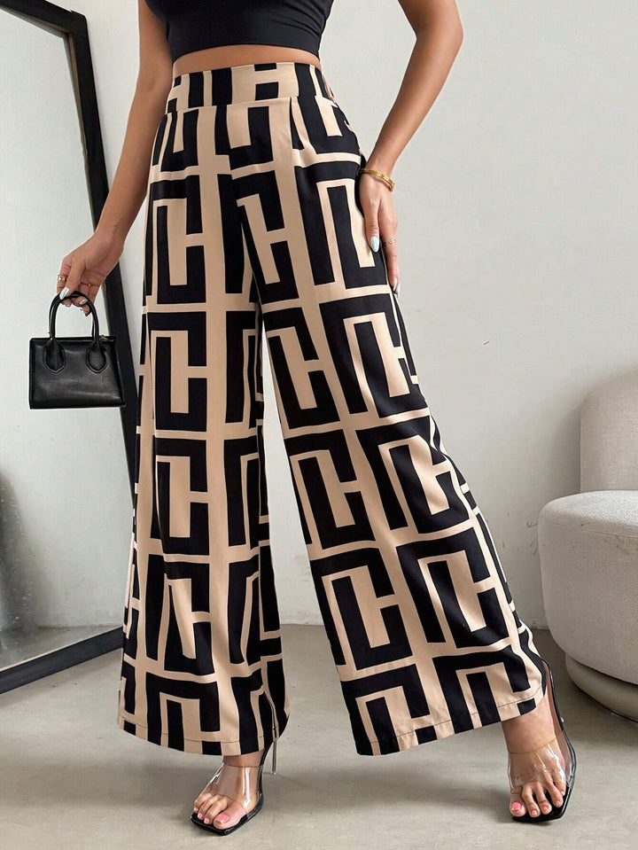 Lune London graphic pattern palazzo pants for women