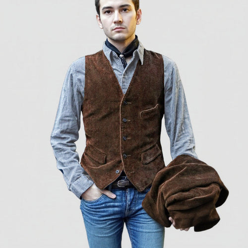 Men's Elegant Waistcoat Made Of Corduroy Amarae