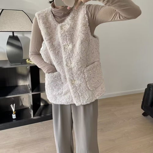 Gilet teddy femme confortable avec grandes poches Chic & Stil