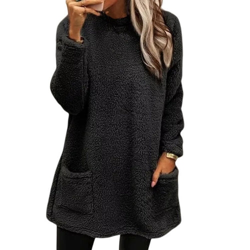 Cozy fleece sweater for women with handy pockets Amarae