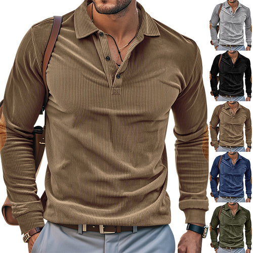 Men Casual Corded Sweater with Leather Trim Amarae