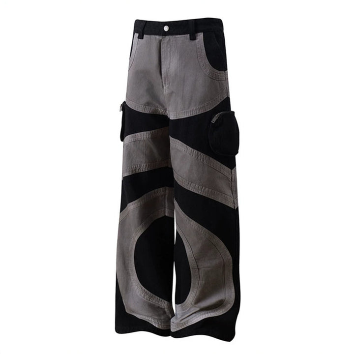 Women's wide patchwork cargo culotte pants with patch pockets and contrast stitching Amarae