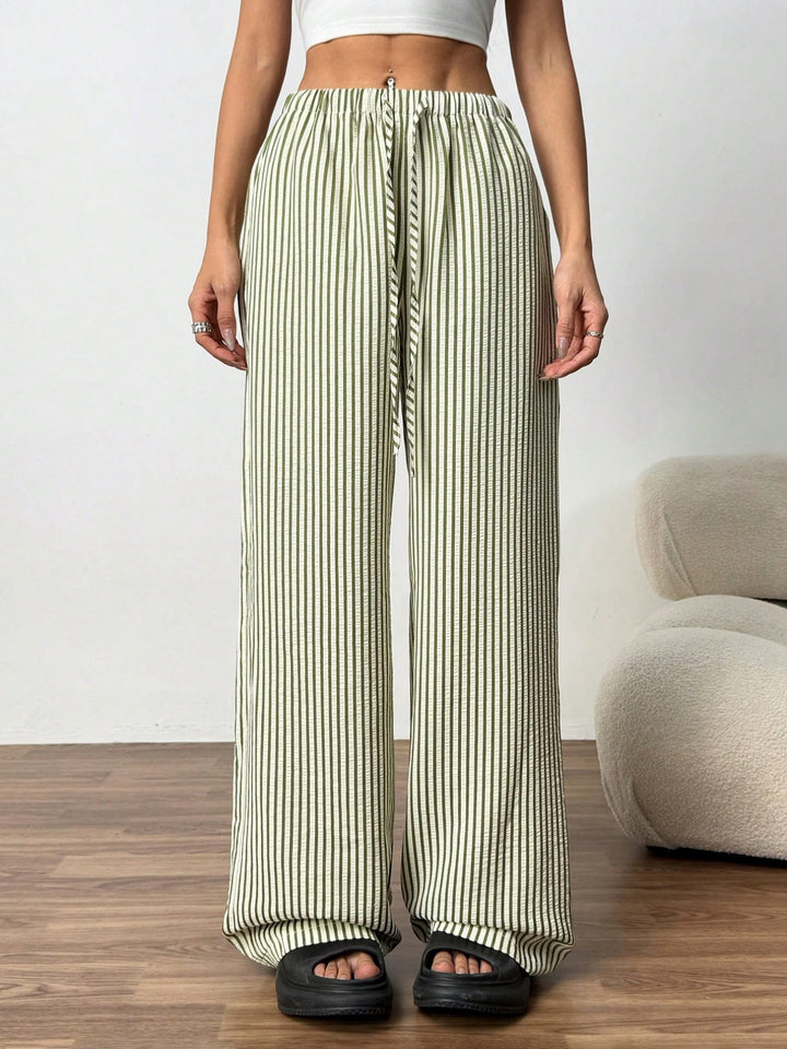 Striped casual pants for women with a loose fit and an elastic waistband Lune London