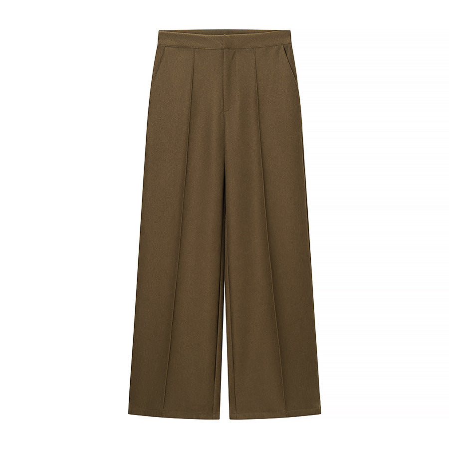 Women's Two-Piece Wool Blend Business Set with Loose Blazer and High-Cut Palazzo Pants Amarae
