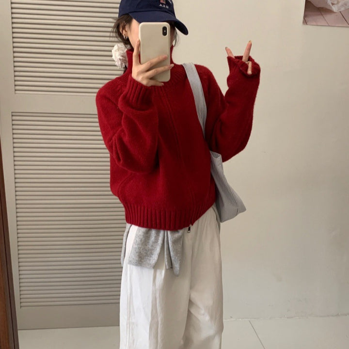 Cardigan pour femme avec col haut et fermeture éclair pratique Chic & Stil