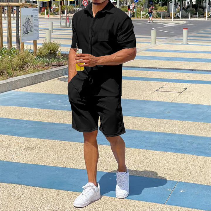 Casual short-sleeved set for men in high-quality material with practical pockets Amarae