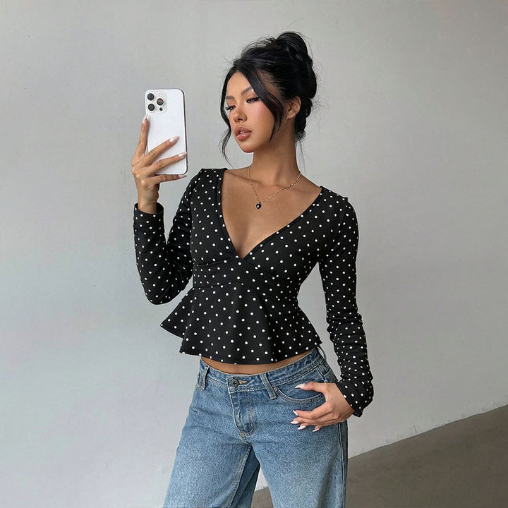 Women's blouse with peplum cut and polka dot pattern Chic & Stil