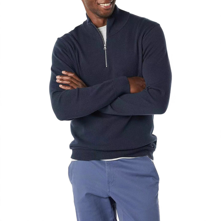 Men's sweater with half-zip and modern high collar Lune London