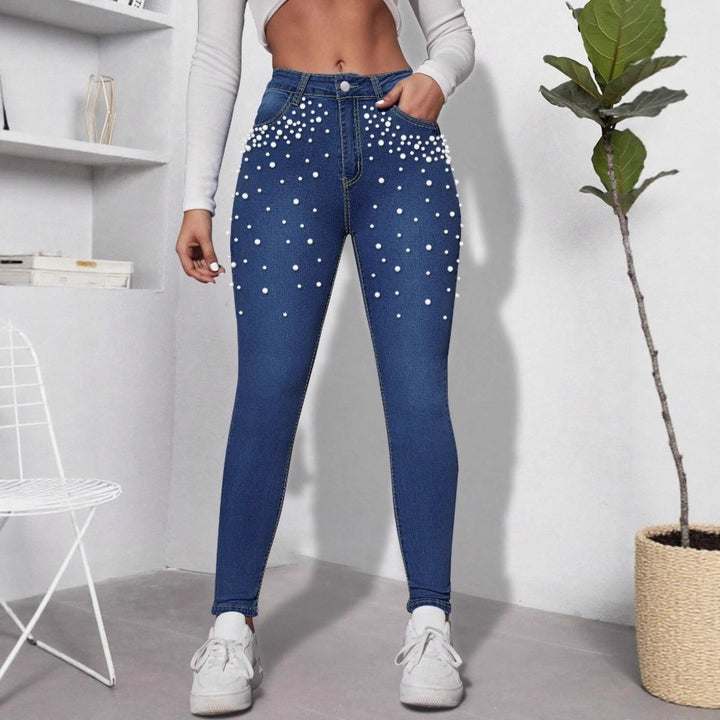 Women's high-waisted shaping skinny jeans with pearl embellishment Amarae