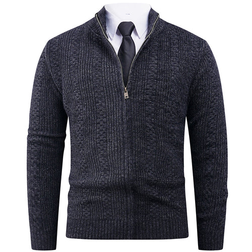 Men's knitted jacket with modern zipper and cable pattern Amarae