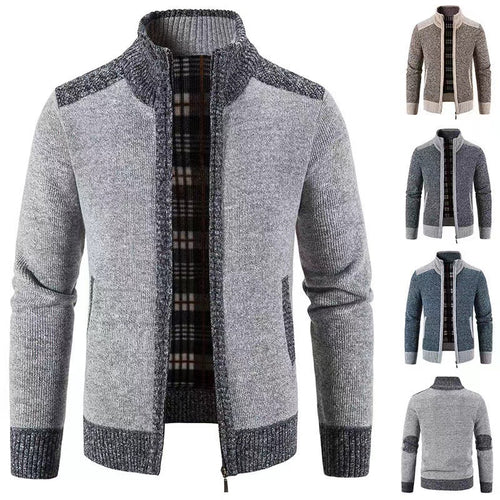 Men's knitted jacket with high collar and stylish details Amarae
