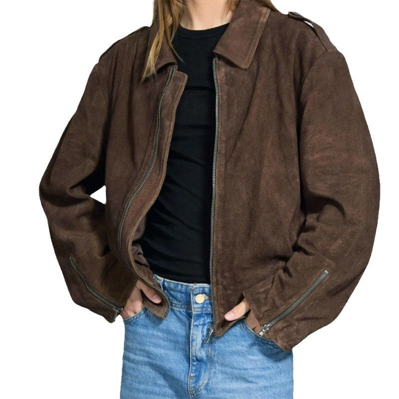 Short casual jacket for women in soft material with practical zippers Lune London