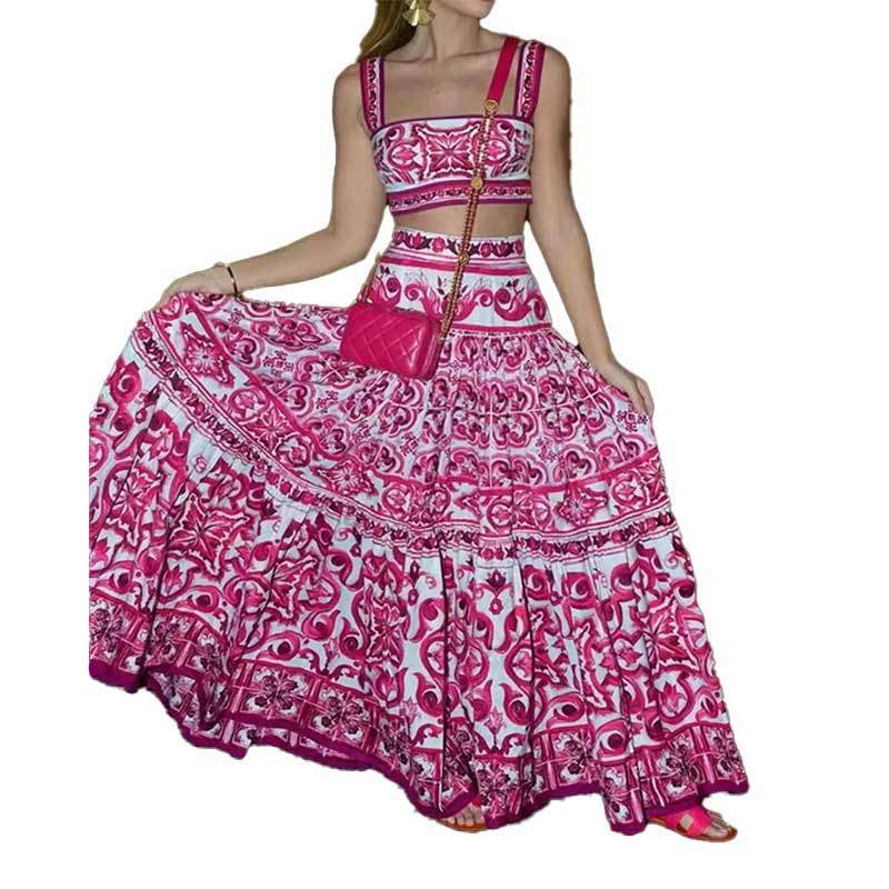 Ensemble femme deux pièces avec imprimé floral et jupe évasée Chic & Stil