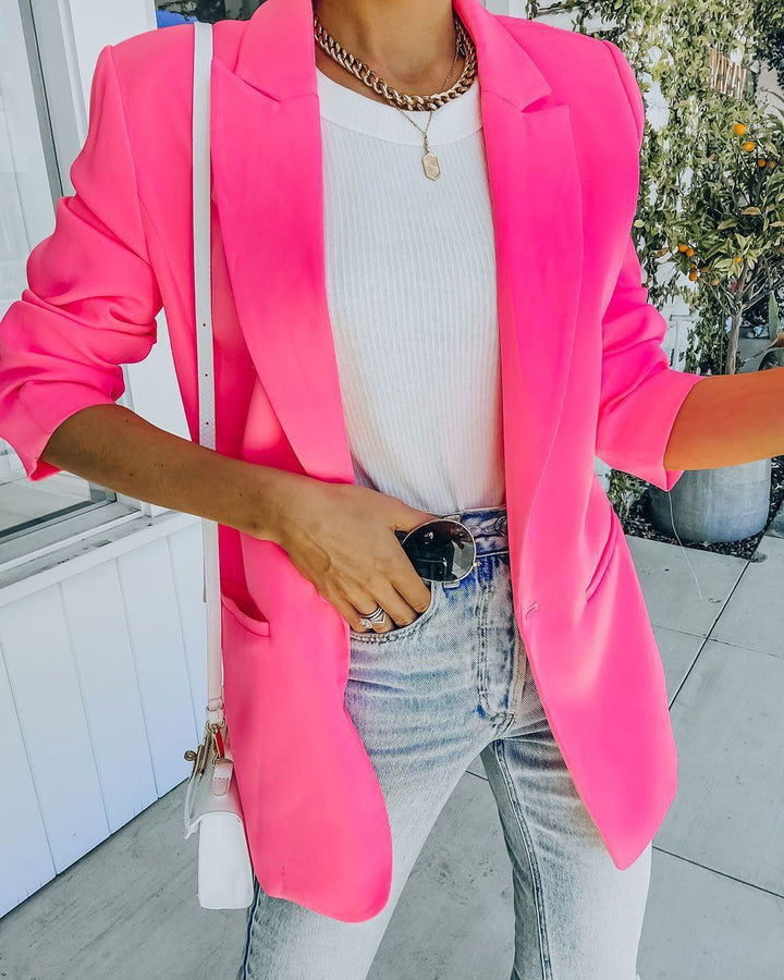 Oversized Trendy Women's Blazer with Textured Design and Practical Pockets Lune London