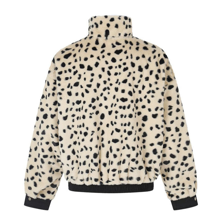 Women's Padded Blouson Jacket with Stand-Up Collar and Leopard Lining Amarae