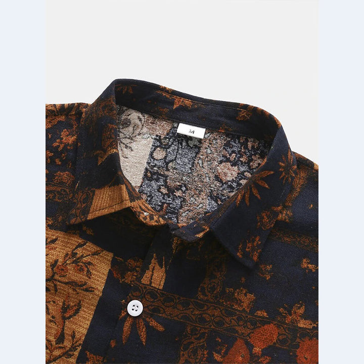 Short sleeve shirt for men with floral design and textured fabric Lune London
