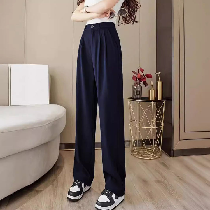 High-waisted pleated wide-leg pants for women Lune London
