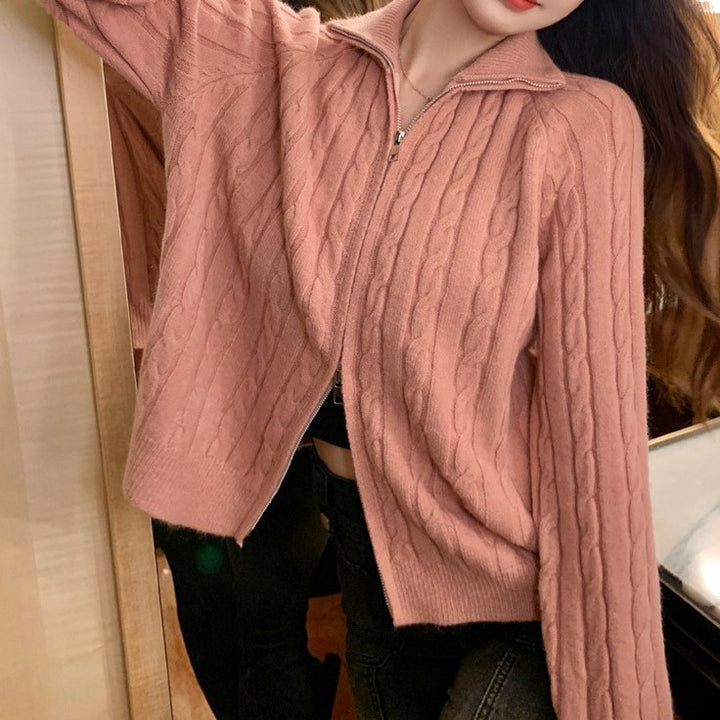 Cardigan en tricot épais pour femme avec col haut et coupe asymétrique Chic & Stil