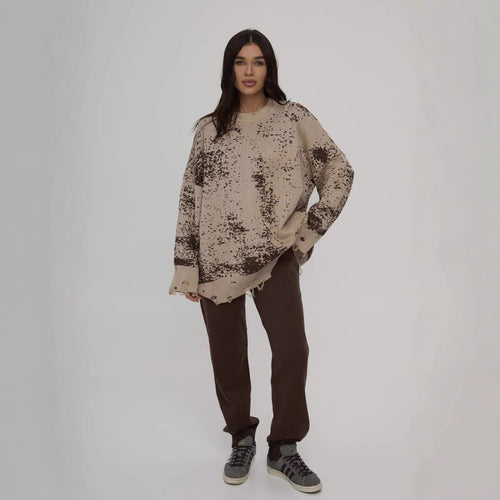 Casual knit sweater for women with trendy tear details Amarae