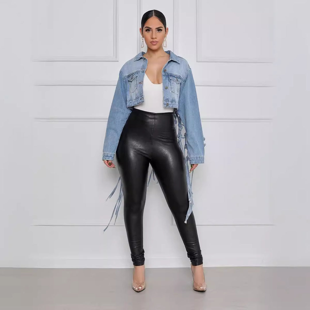 Denim jacket for women with a unique knot detail and a relaxed fit Lune London