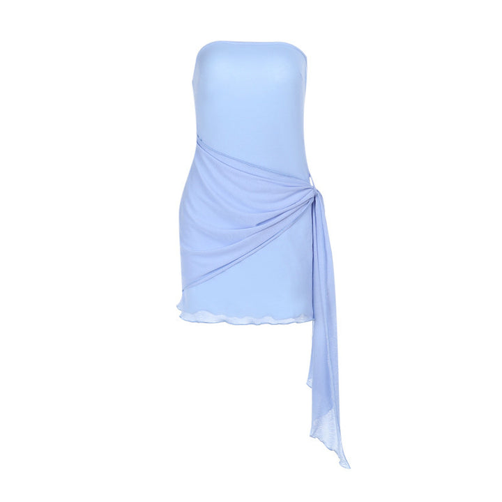 Ladies Off-Shoulder Ruched Mini Dress Lune London