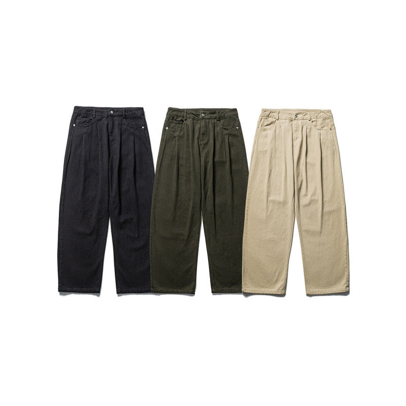 Men's wide pleated trousers in relaxed fit made of cotton twill Amarae