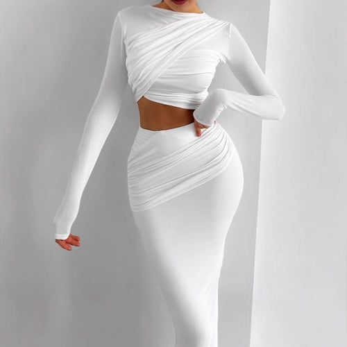 Ladies Elegant Wrap Dress with Long Sleeves and Fitted Cut Amarae