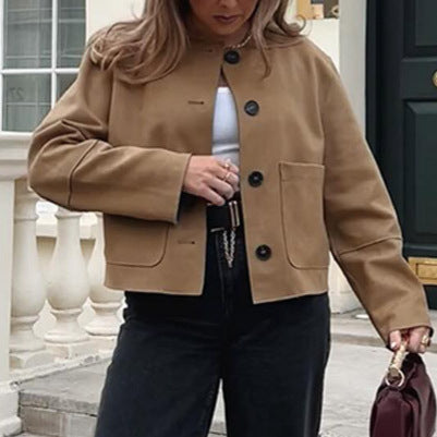 Fashion women's jacket with a minimalist cut and practical pockets Amarae