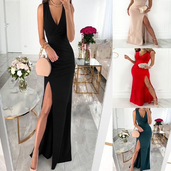 Elegant evening dress for ladies with high slit Lune London