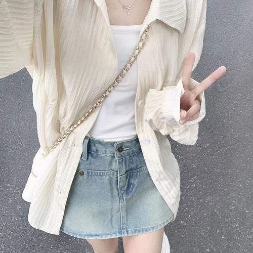 Women casual long sleeve blouse with textured fabric and stylish accents Amarae