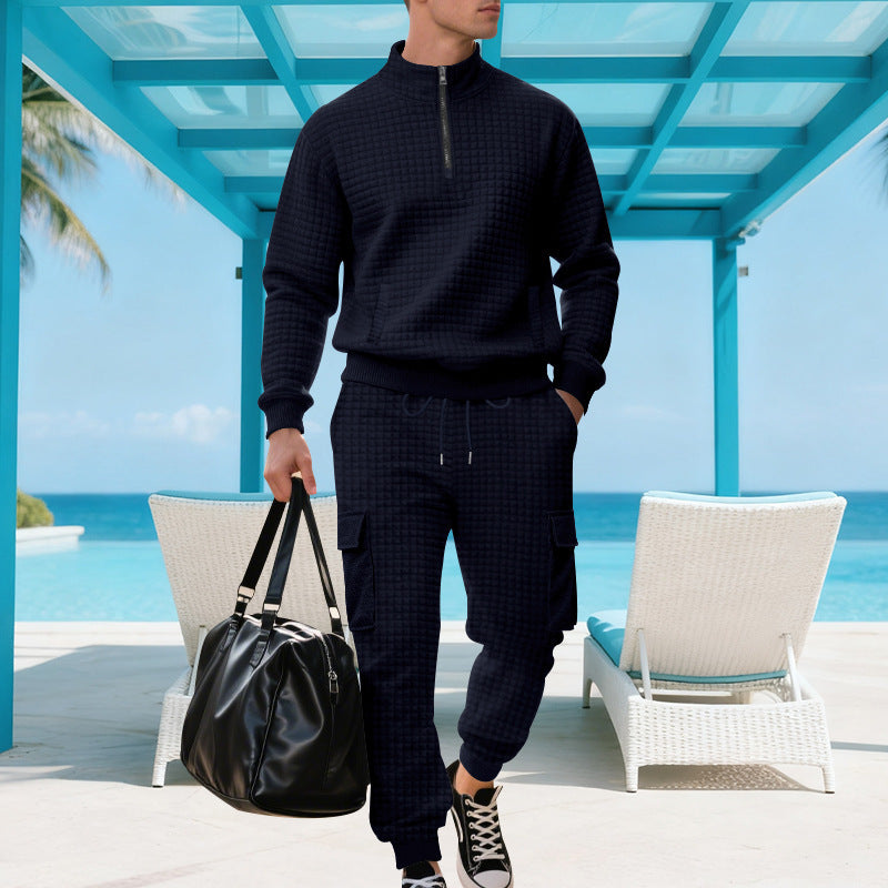 Men's fleece athletic training set with modern high collar and practical pockets Lune London