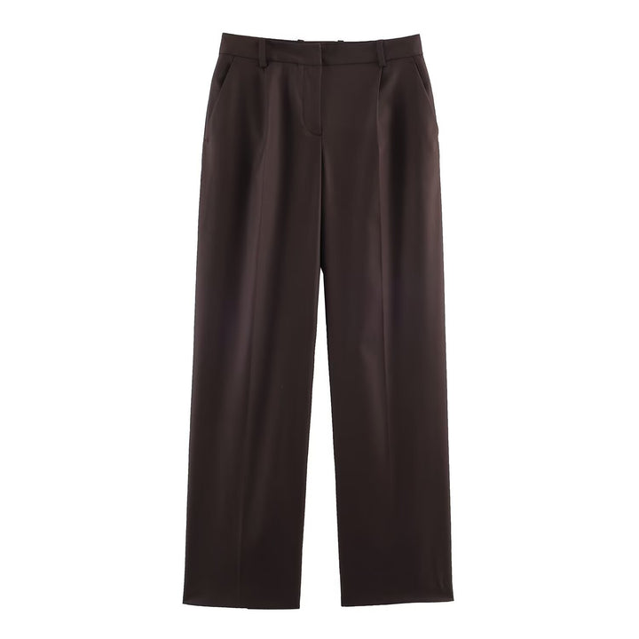 Women's high-waisted, straight-cut suit trousers with crease Amarae