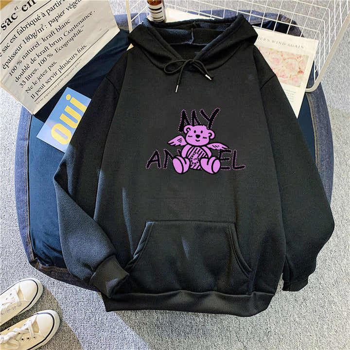Women's hoodie with cute angel bear design Chic & Stil