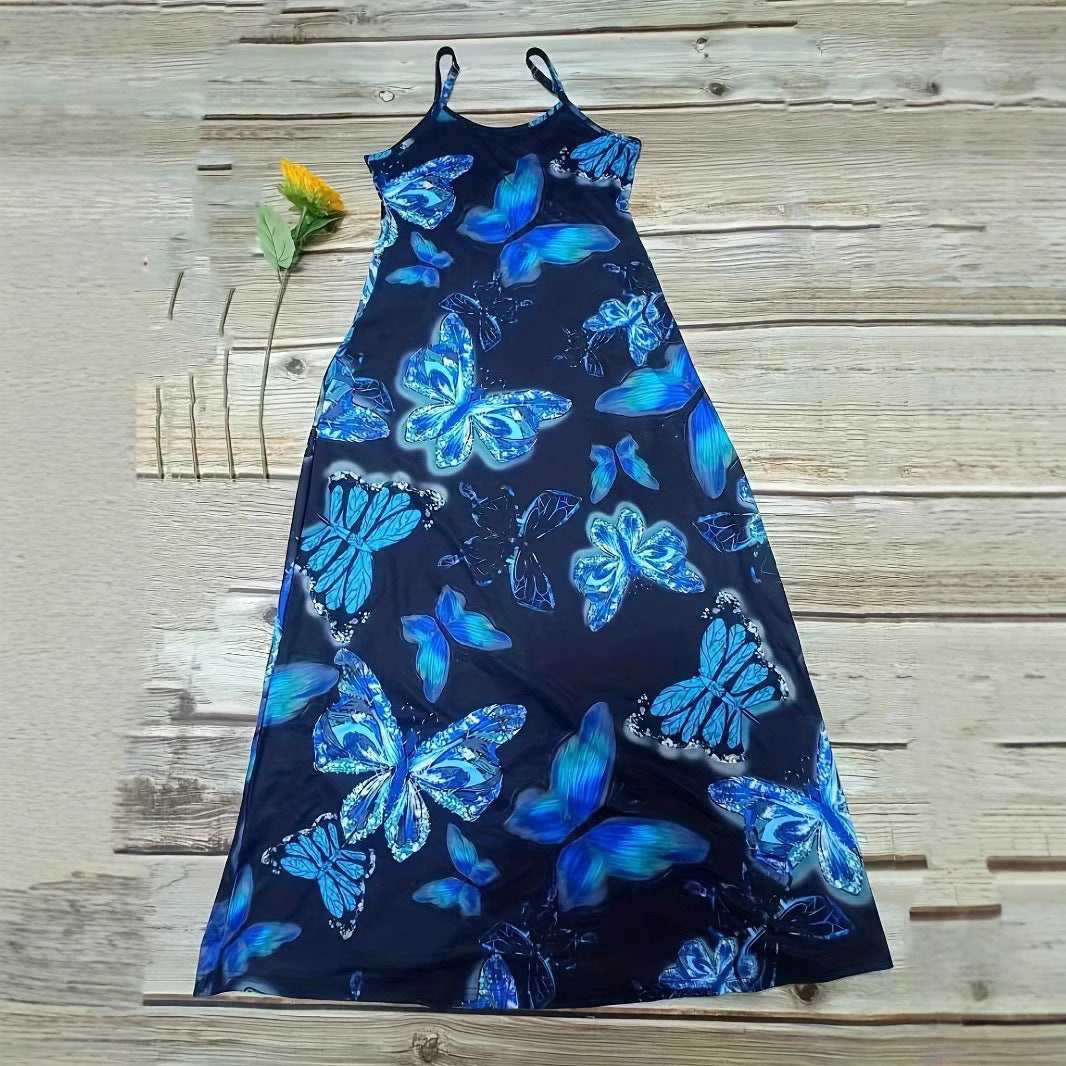 Maxi dress for women with a sparkling butterfly design and practical pockets Lune London