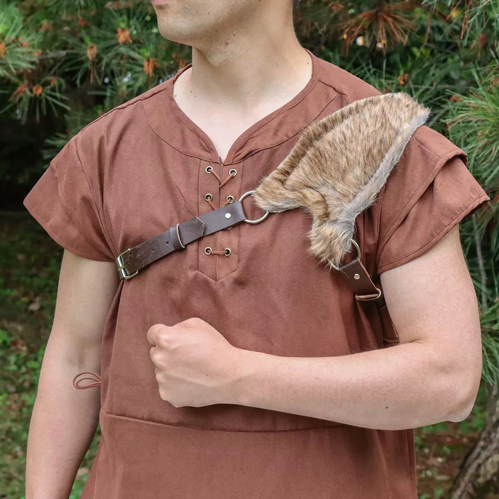 Men's shoulder strap with faux fur padding and adjustable leather strap Amarae