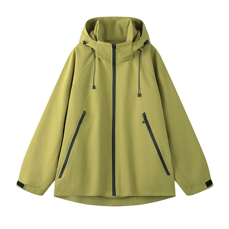 Technical jacket for women with adjustable hood and functional zip pockets Lune London
