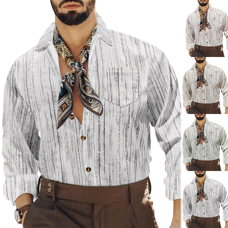 Men's long sleeve shirt with modern stripes and a chic and stylish appearance