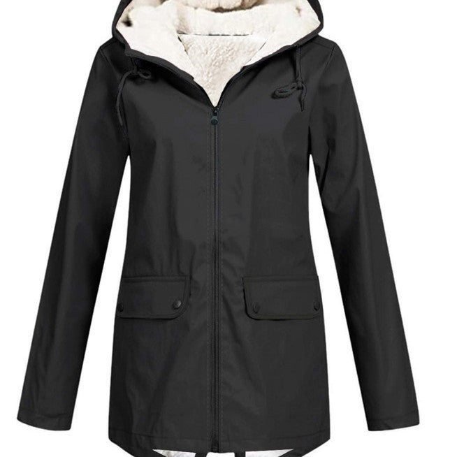 Women's transitional jacket water-repellent with warm fleece lining and adjustable hood Lune London