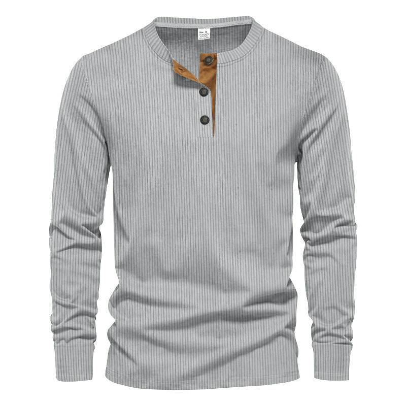 Men's Long Sleeve Henley Shirt with Textured Design Amarae