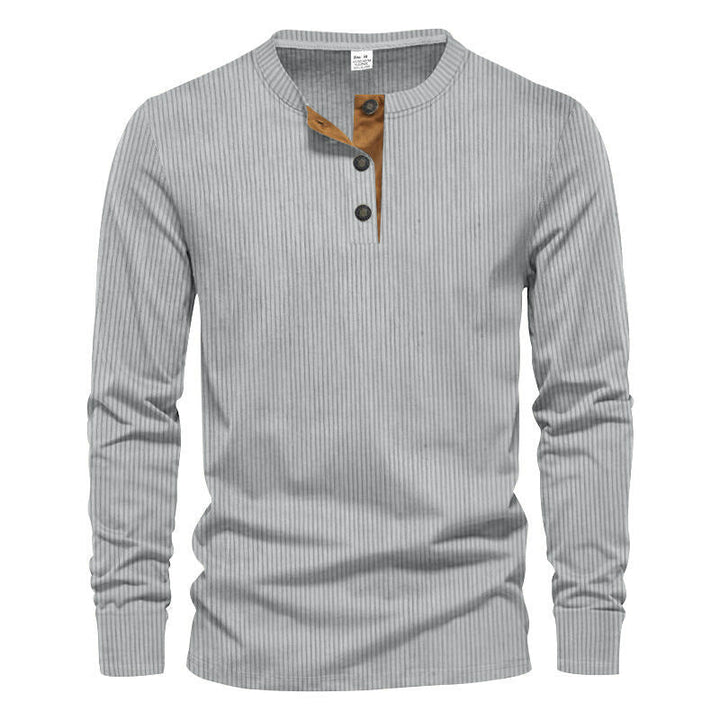 Men's Long Sleeve Henley Shirt with Textured Design Amarae