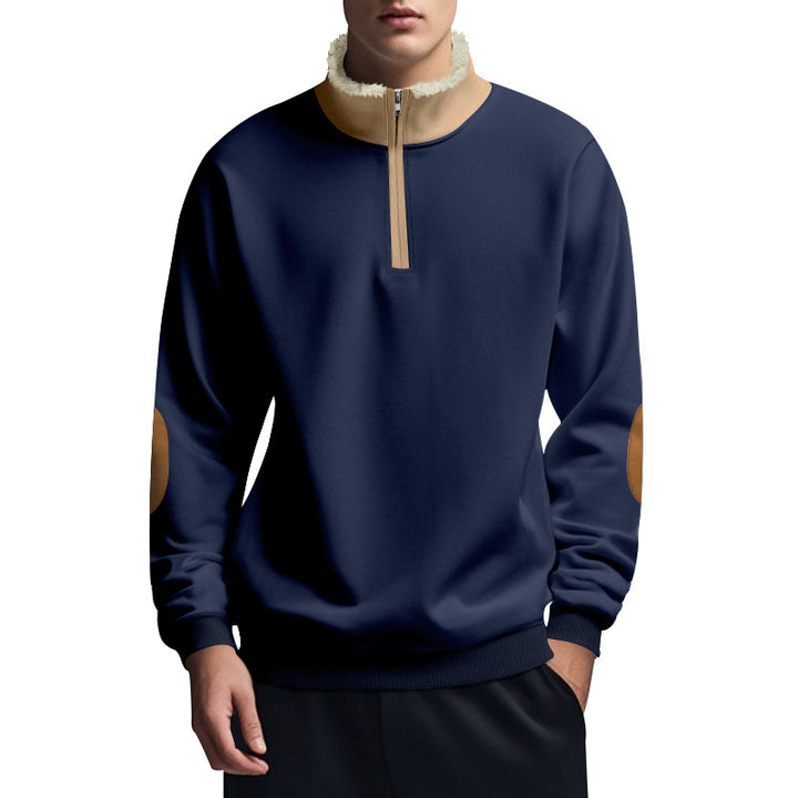 Fleece pullover for men with high collar and zipper Amarae