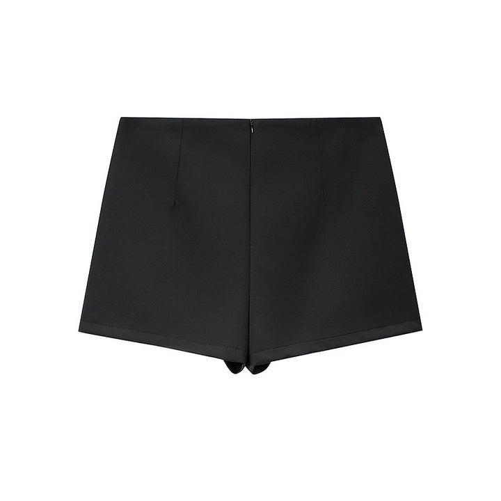 Women's short fitted blazer with stand-up collar and matching skort set Amarae