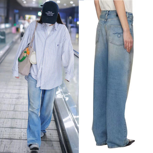 Women's denim jeans, loose fit, high waist and elegant wash Amarae