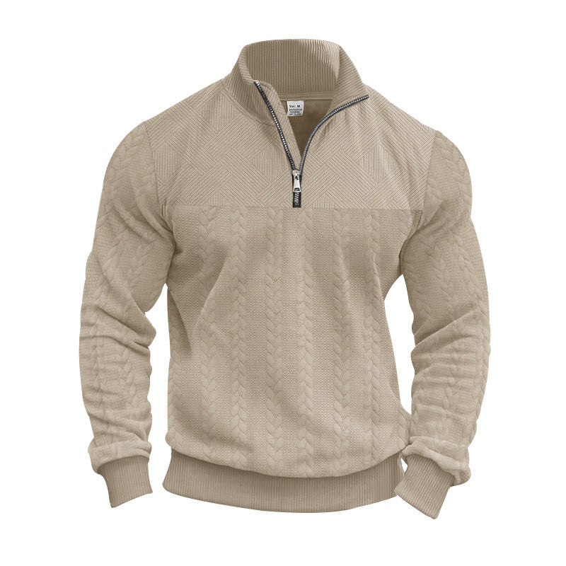 Men's knitted sweater with zipper and modern cable design Lune London