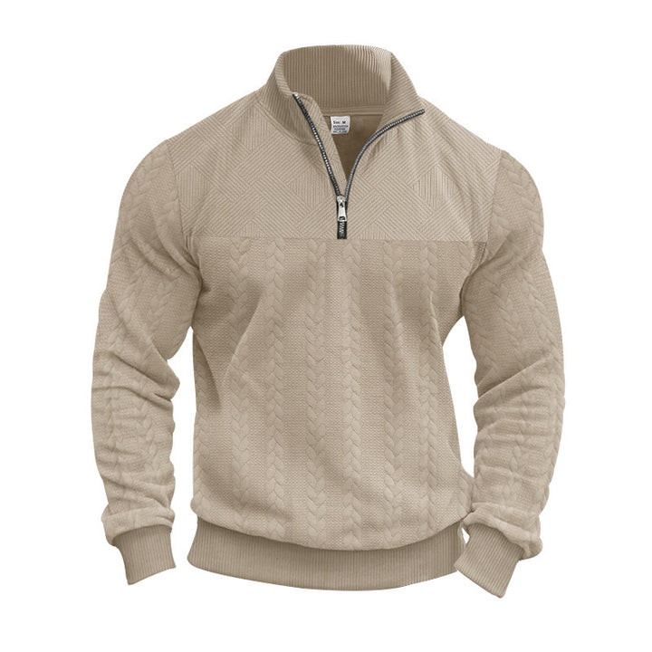 Men's knitted sweater with zipper and modern cable design Lune London
