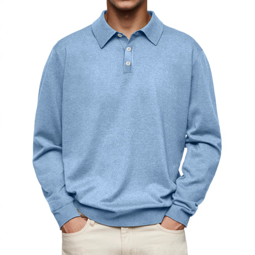 Men's long sleeve polo in soft cotton blend Amarae