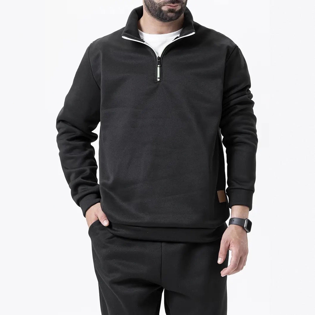 Men's fleece pullover with half zipper Lune London