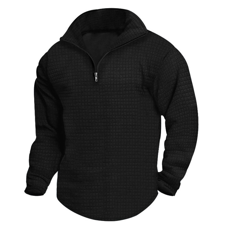 Pull en polyester à col montant pour homme, avec fermeture éclair pratique et design texturé Lune London