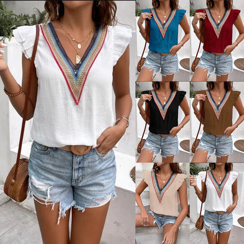 Ladies Elegant Top with Ruffled Neckline Amarae